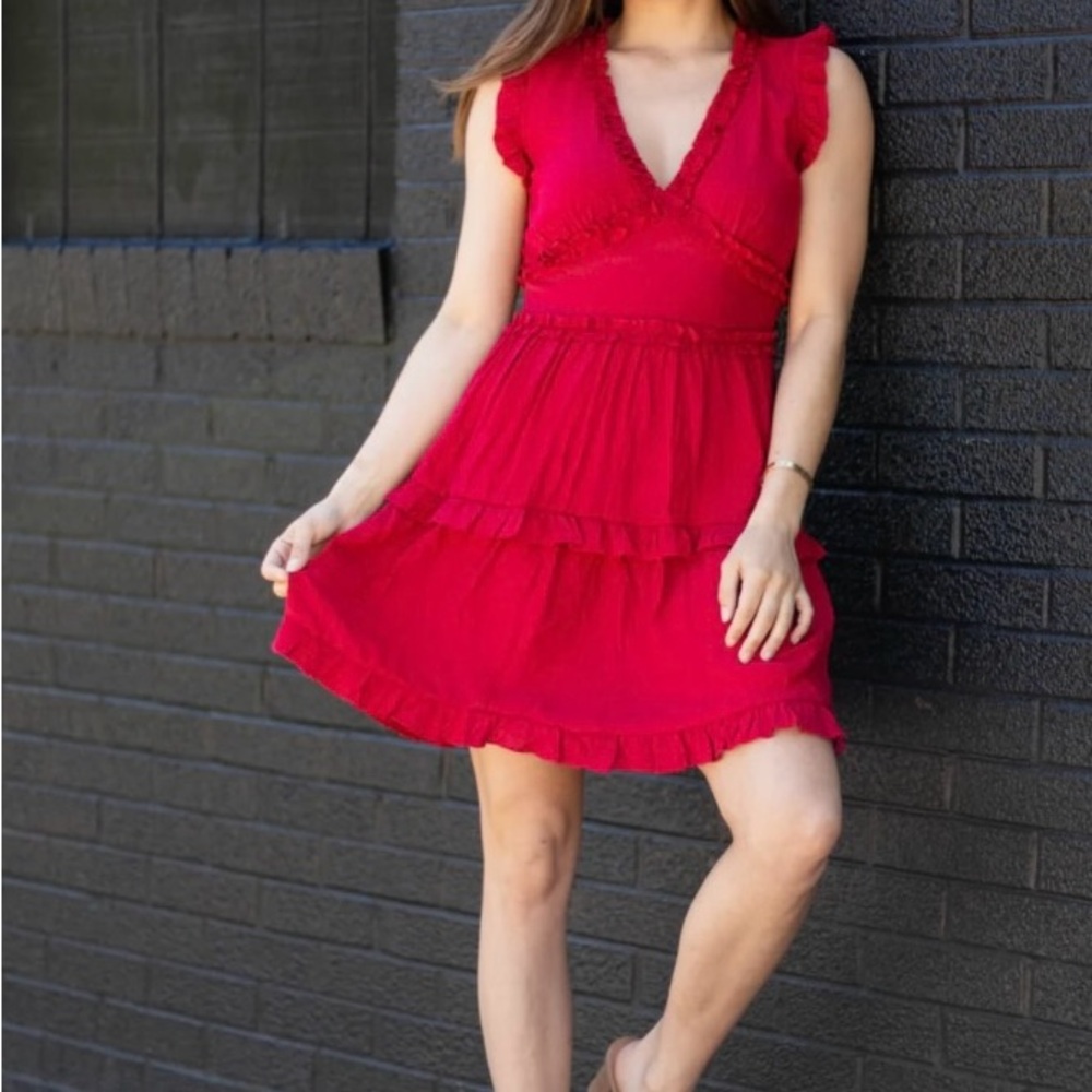 Pinch Sleeveless Ruffle Mini Dress